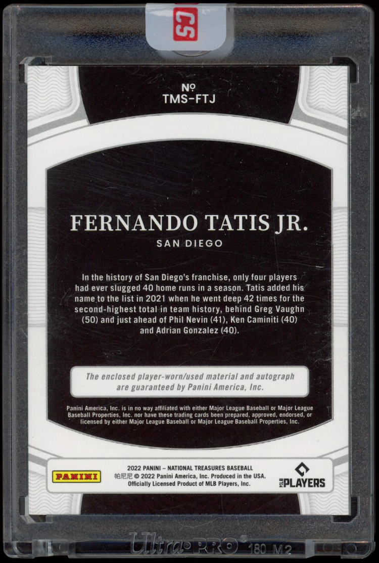 FERNANDO TATIS JR. 2022 Panini National Treasures Patch Auto /49 Padres