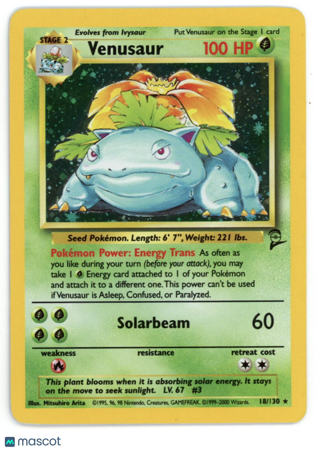 VENUSAUR 2000 Pokemon Base Set 2 Rare Holo #18/130