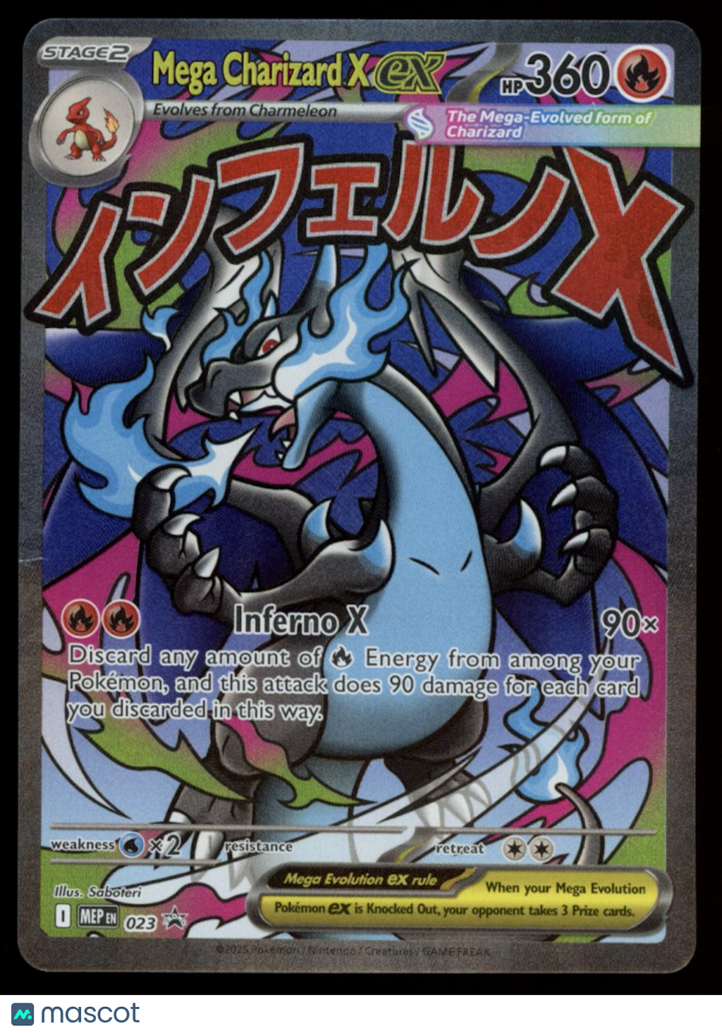 MEGA CHARIZARD X EX 2025 Pokemon Phantasmal Flames UPC Black Star Promo #023