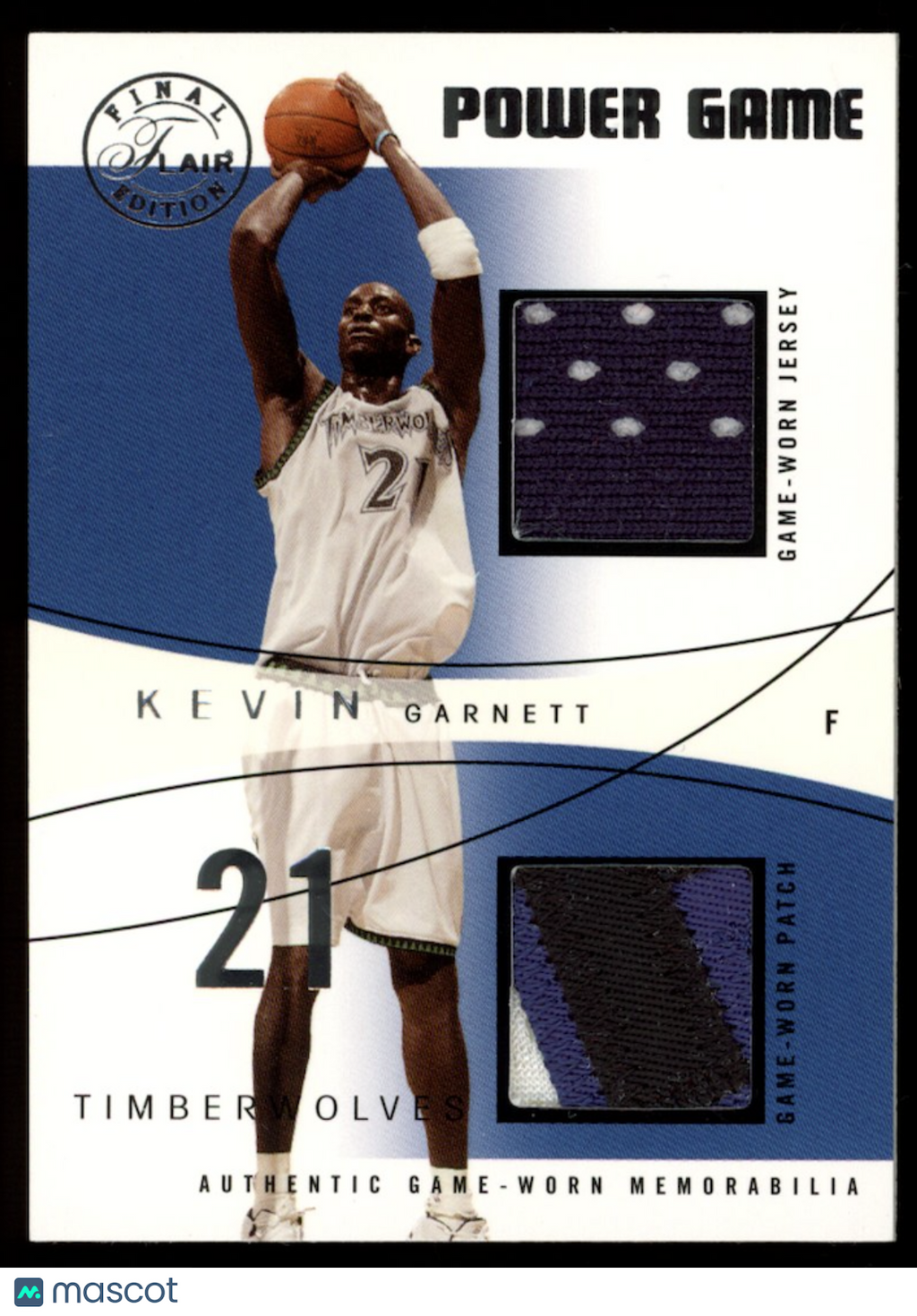 KEVIN GARNETT 2003-04 Fleer Flair Final Edition Power Game Dual Patch /58 #PGDKG