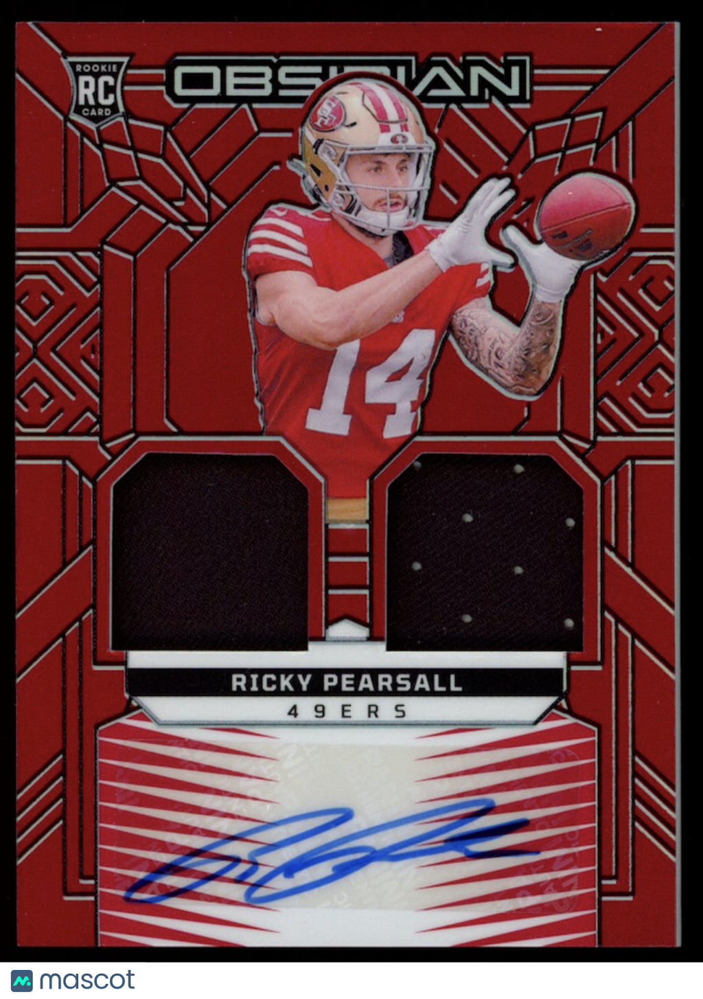 RICKY PEARSALL 2024 Panini Obsidian Rookie Dual Patch Auto Red /75 #RMIRPL 49ers