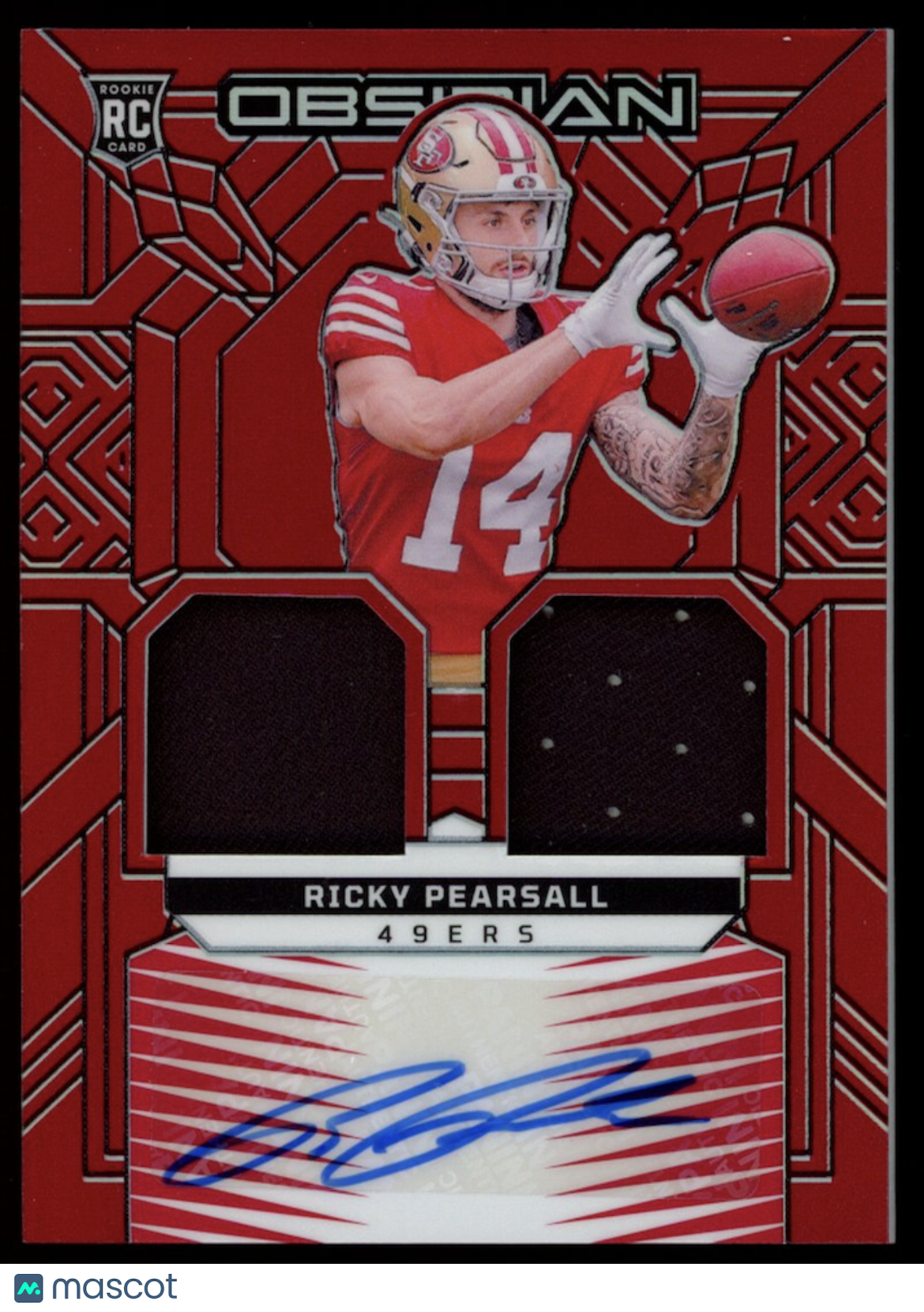 RICKY PEARSALL 2024 Panini Obsidian Rookie Dual Patch Auto Red /75 #RMIRPL 49ers