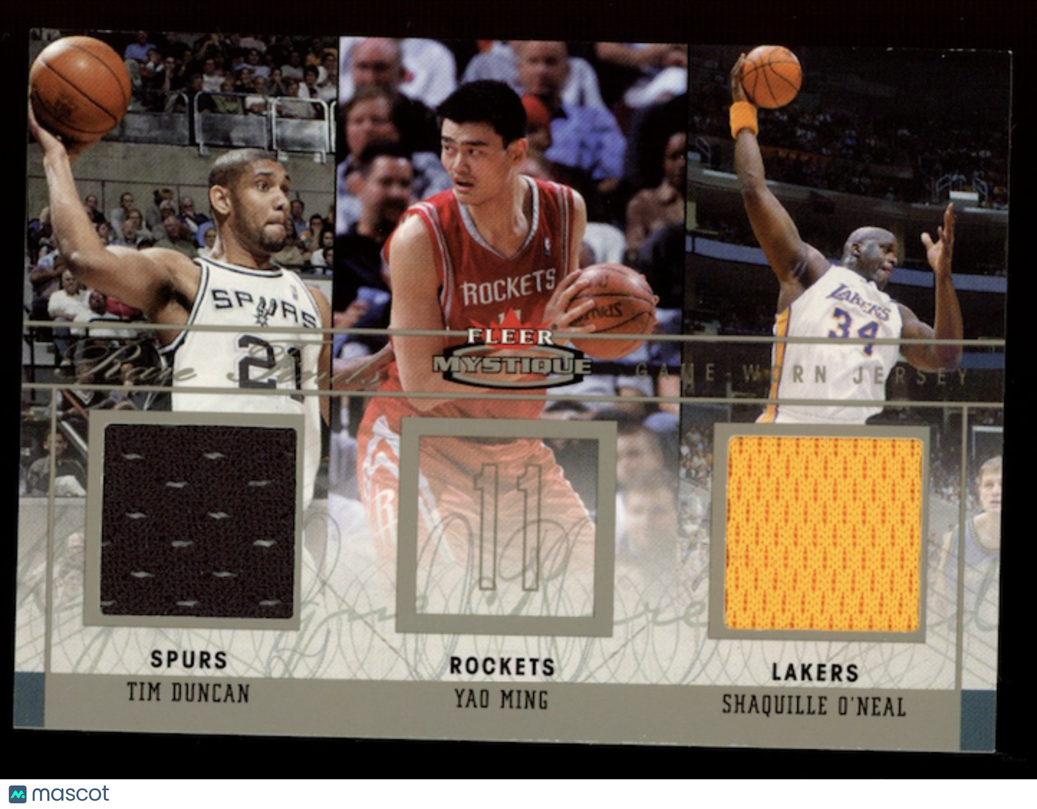 TIM DUNCAN SHAQUILLE O'NEAL 2003-04 Fleer Mystique Rare Finds Dual Patch /250
