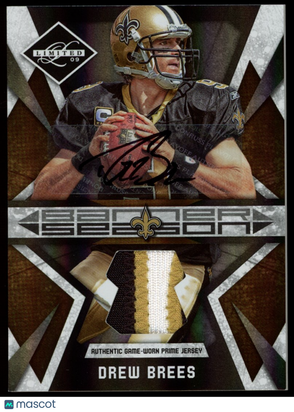 DREW BREES 2009 Panini Limited Banner Season Patch Auto 9/10 Saints #12