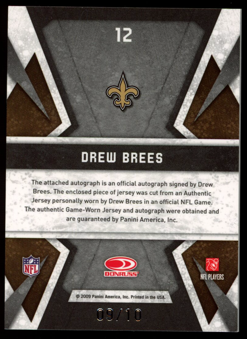DREW BREES 2009 Panini Limited Banner Season Patch Auto 9/10 Saints #12