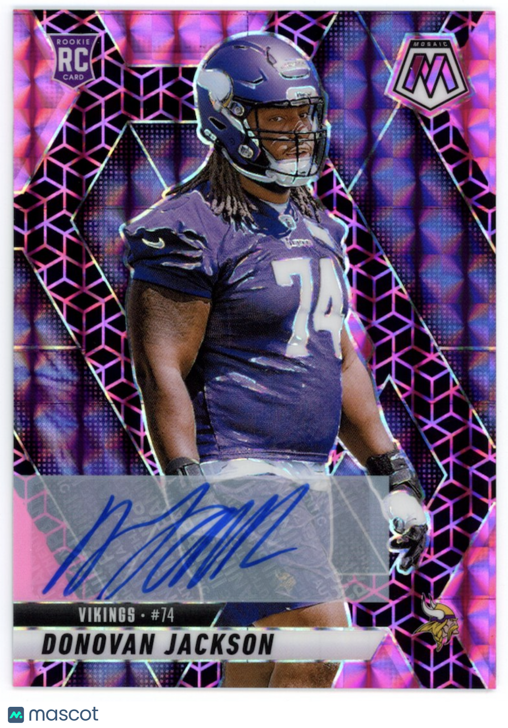 DONOVAN JACKSON 2025 Panini Mosaic Rookie Auto Pink Spectris FOTL /30 #388