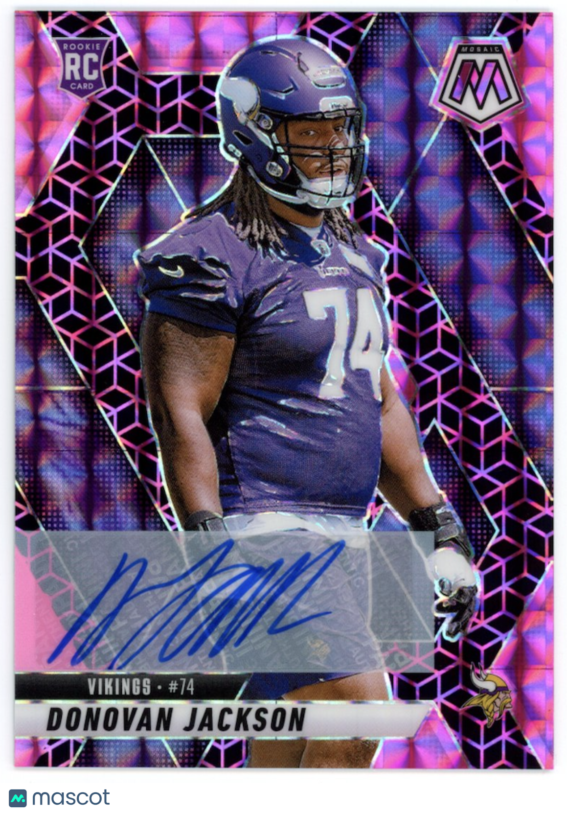DONOVAN JACKSON 2025 Panini Mosaic Rookie Auto Pink Spectris FOTL /30 #388