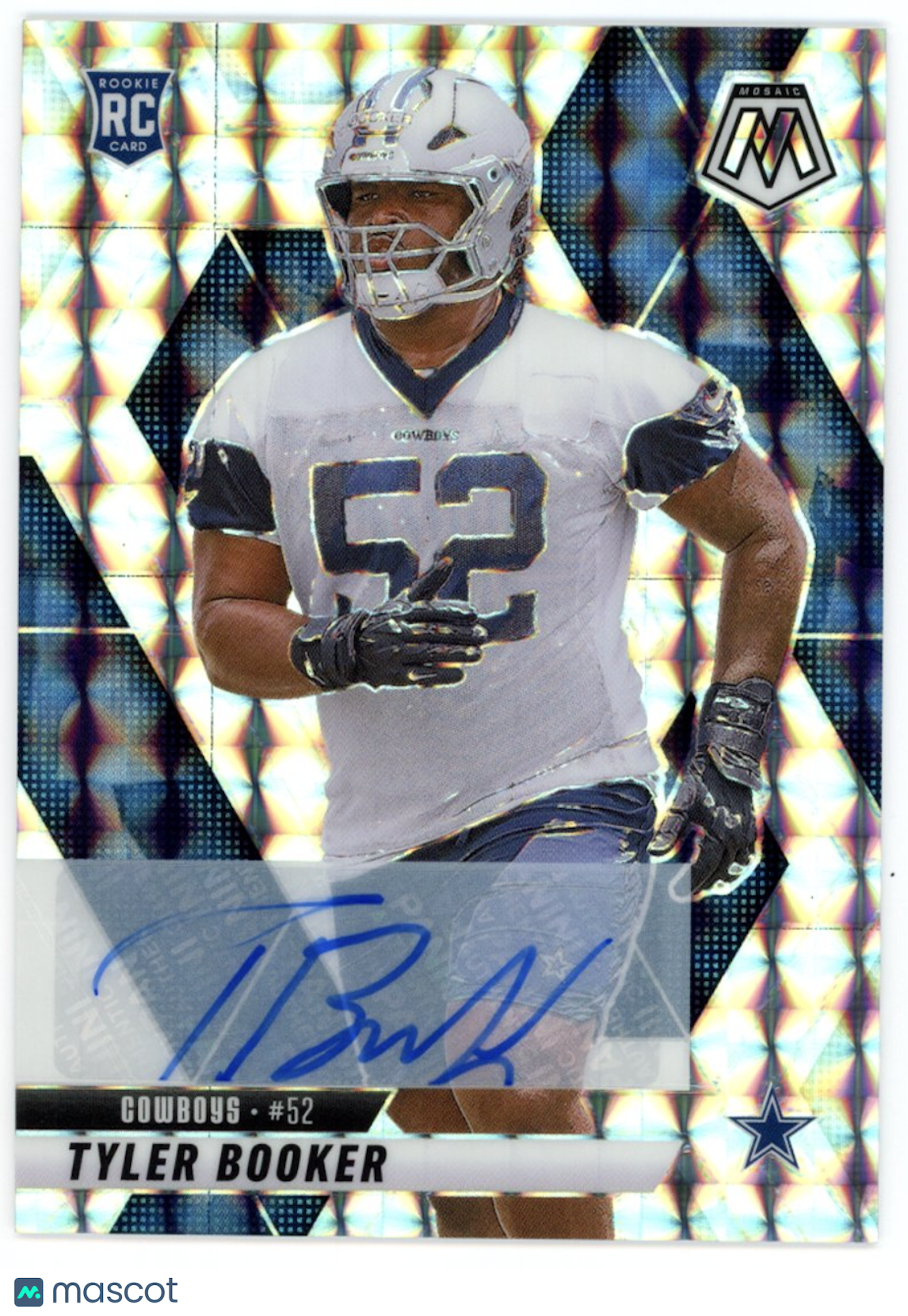 TYLER BOOKER 2025 Panini Mosaic Rookie Auto Silver Prizm #348 Cowboys