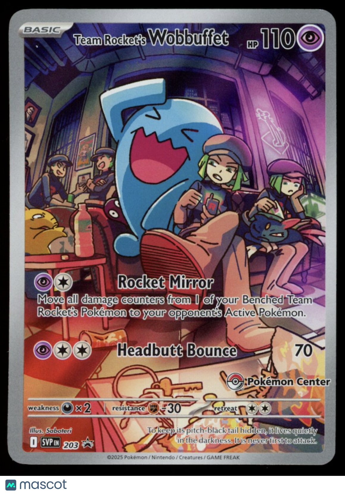 TEAM ROCKET'S WOBBUFFET 2025 Pokemon Center Stamped Black Star Promo #203