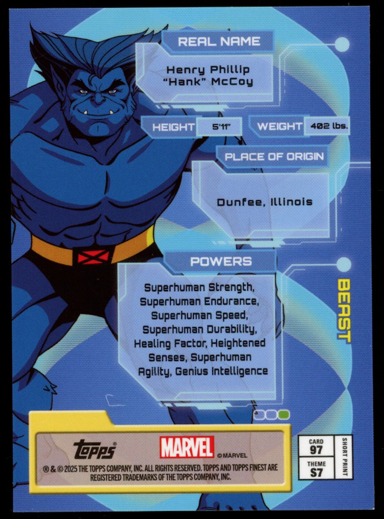 BEAST 2025 Marvel X-Men '97 Topps Finest Uncanny Gold Refractor /50 Short Print