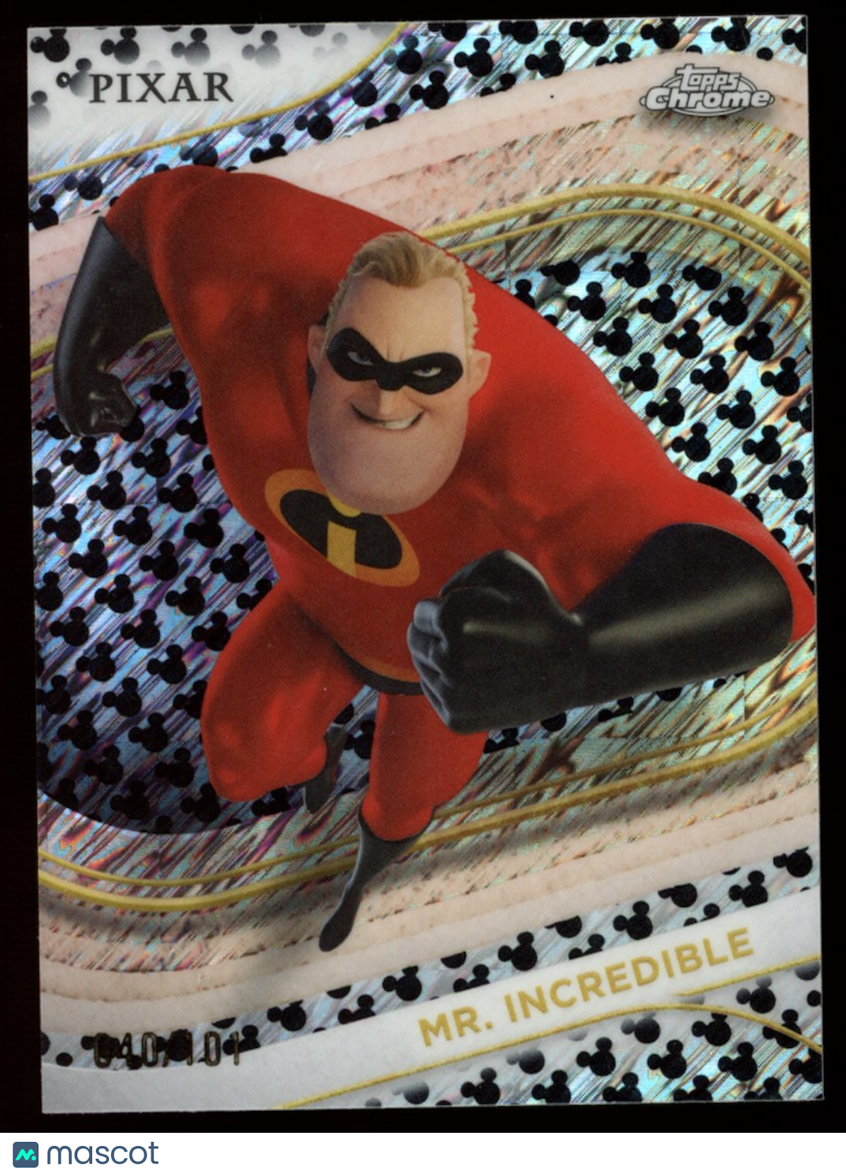 MR. INCREDIBLE 2025 Topps Chrome Disney Mickey Mouse Black White Shimmer /101