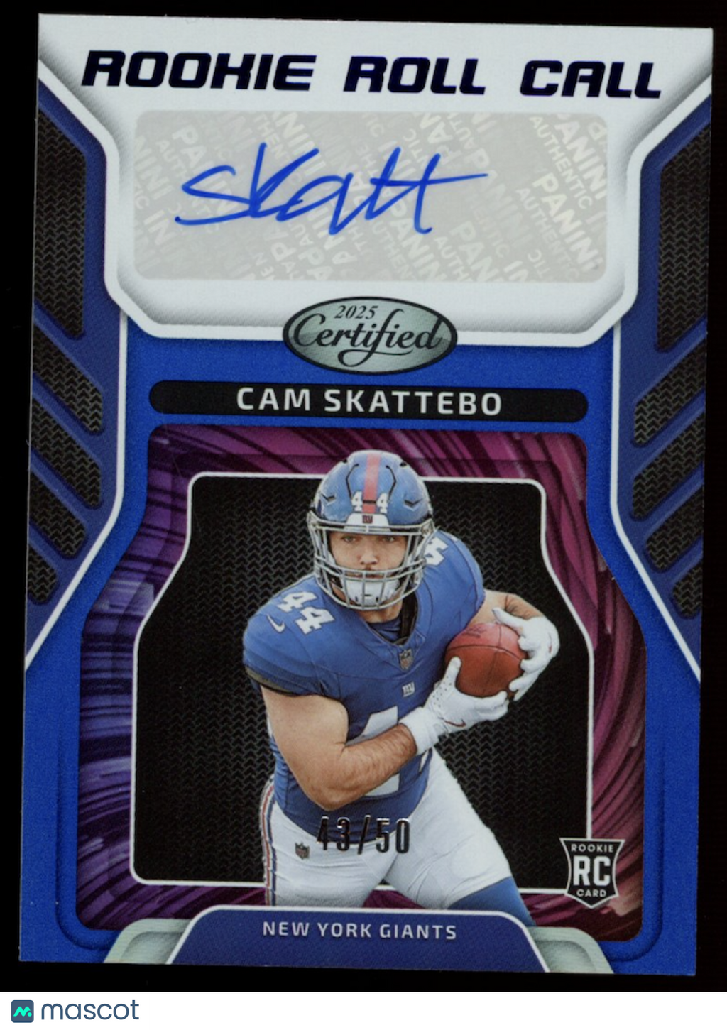 CAM SKATTEBO 2025 Panini Certified Rookie Roll Call Auto Blue /50 #RRCCSO Giants