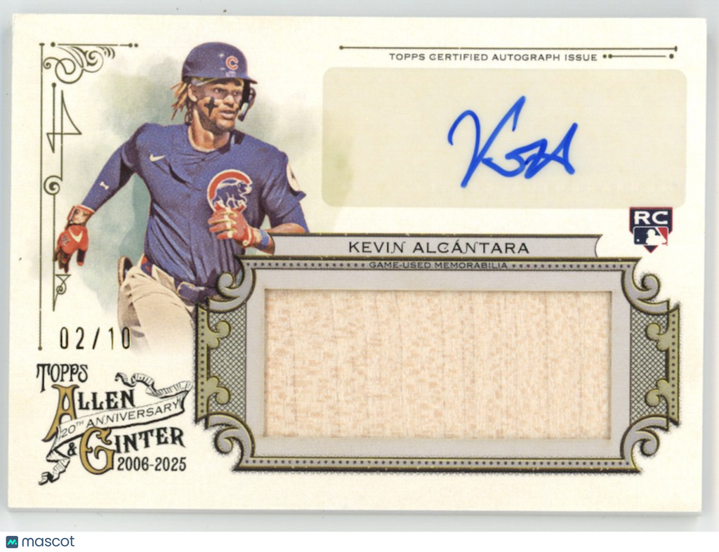 KEVIN ALCANTARA 2025 Topps Allen & Ginter Rookie Patch Auto /10 #AGAR-KA Cubs