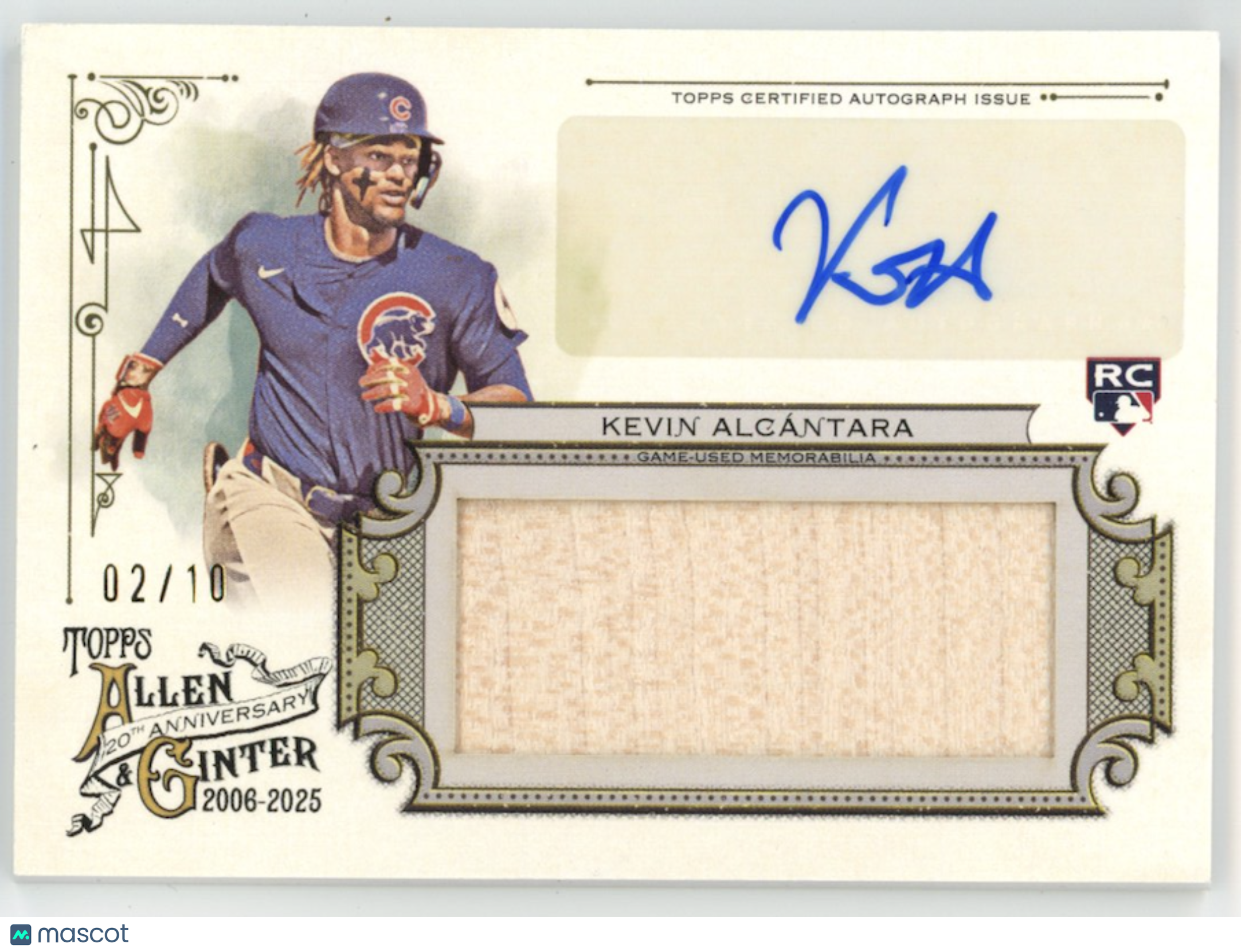 KEVIN ALCANTARA 2025 Topps Allen & Ginter Rookie Patch Auto /10 #AGAR-KA Cubs