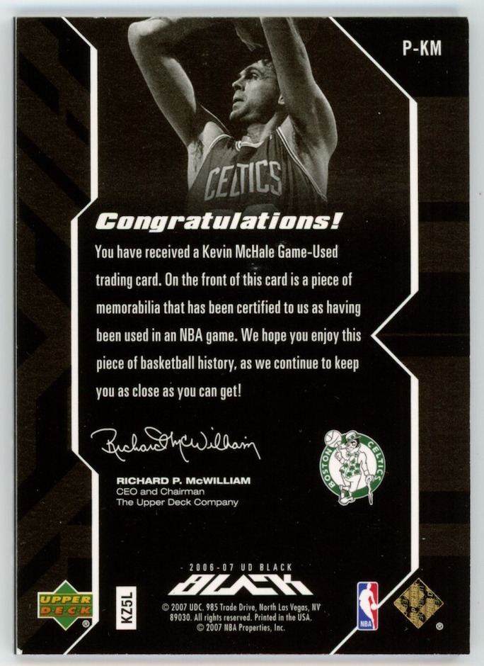 KEVIN MCHALE 2006-07 Upper Deck UD Black Quad Patch /25 #P-KM Boston Celtics