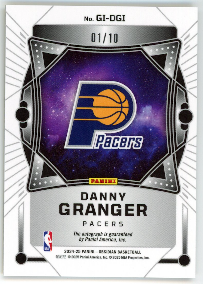 DANNY GRANGER 2024-25 Panini Obsidian Galaxy Ink Gold Mojo Auto /10 #GI-DGI