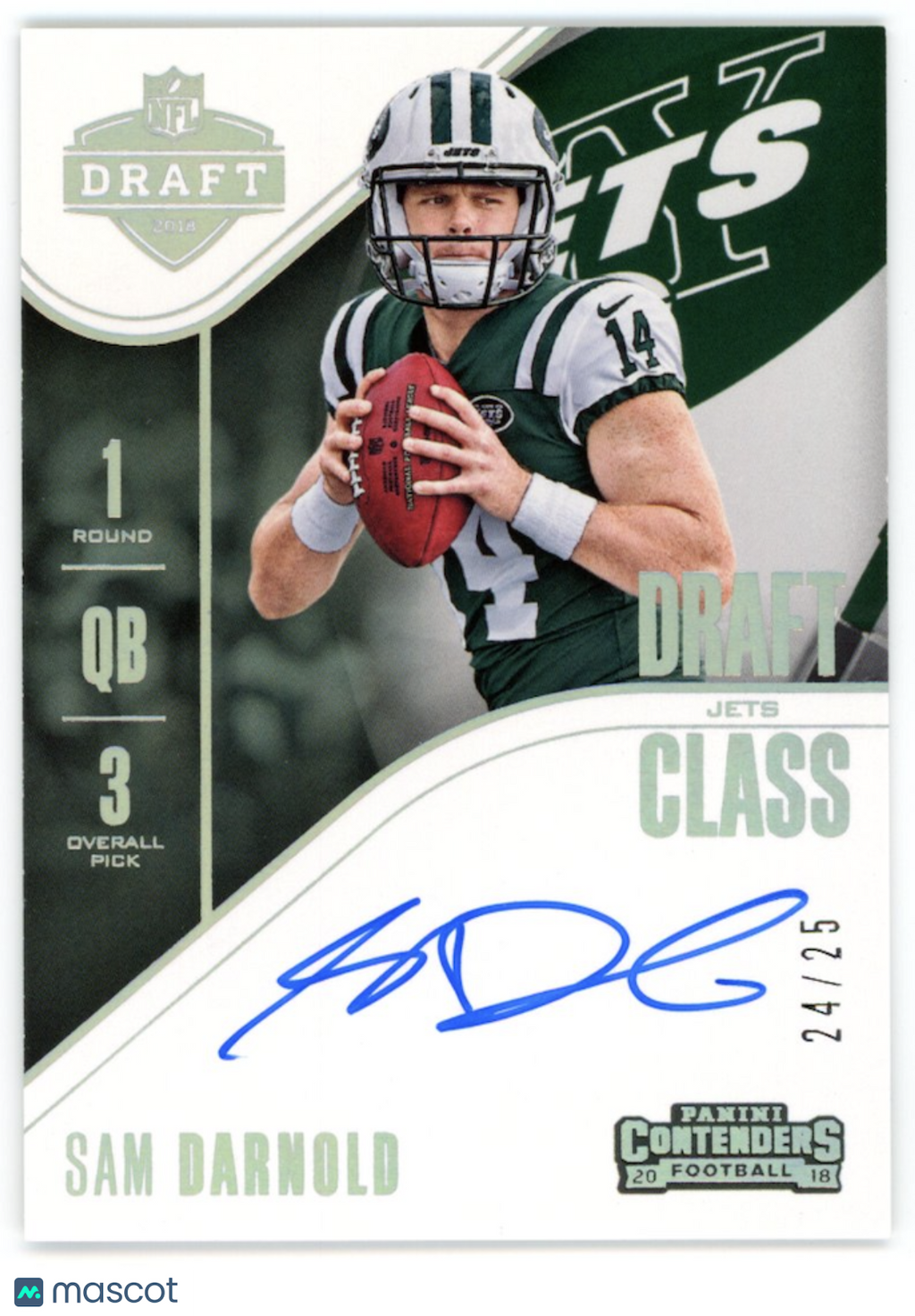 SAM DARNOLD 2018 Panini Contenders Rookie Draft Class Auto /25 #DCA-SD Jets