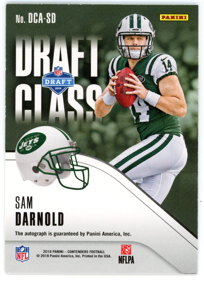 SAM DARNOLD 2018 Panini Contenders Rookie Draft Class Auto /25 #DCA-SD Jets