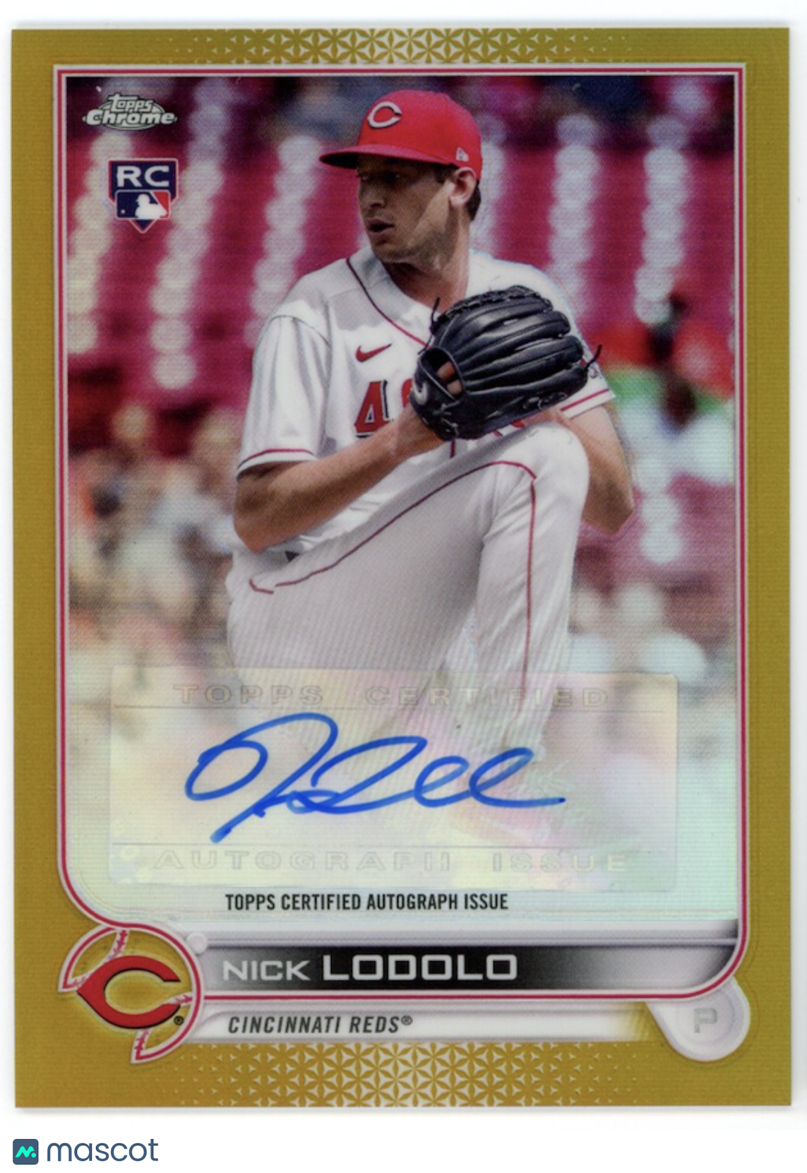 NICK LODOLO 2022 Topps Chrome Rookie Auto Gold Refractor /50 #AC-NL Reds