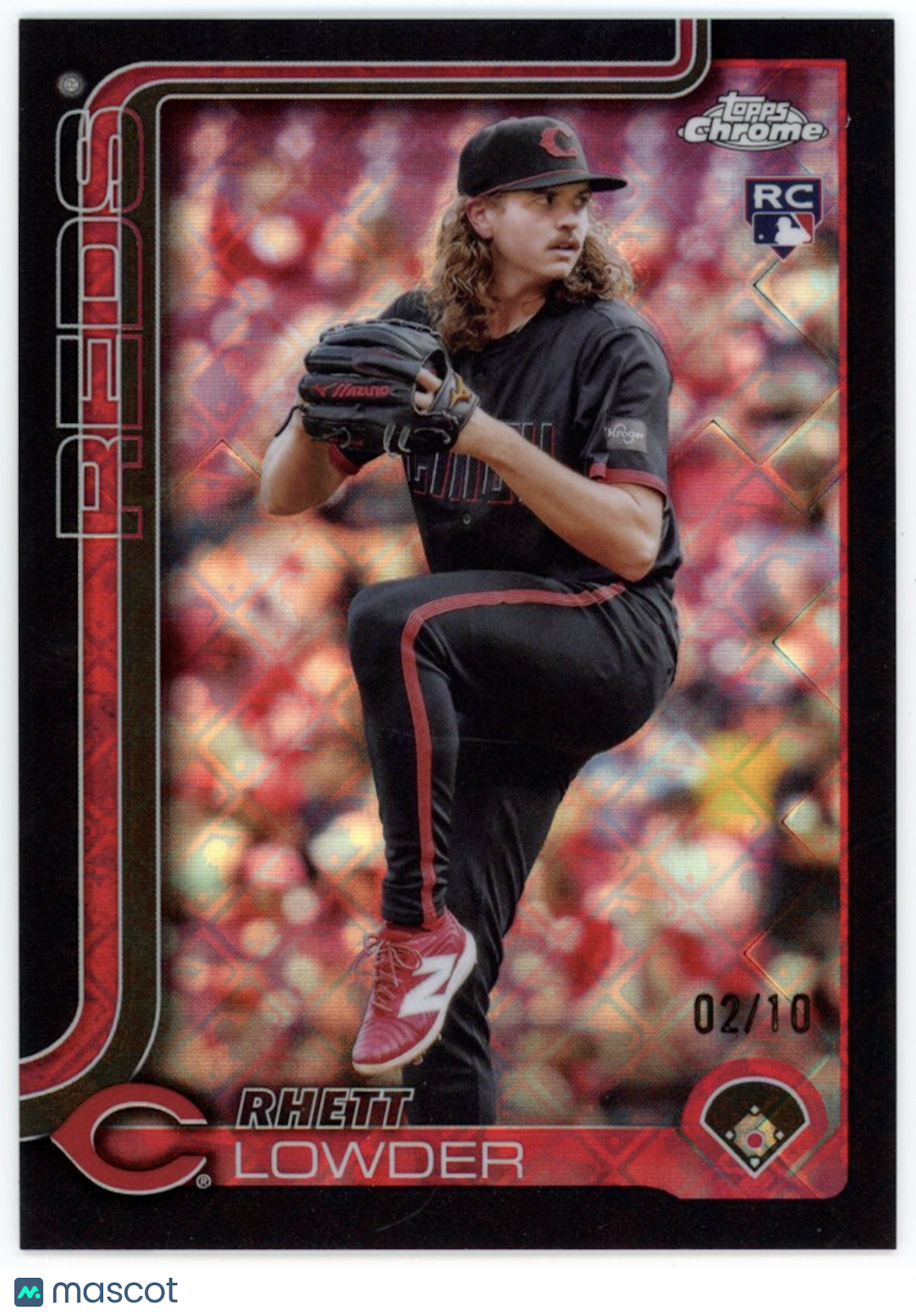 RHETT LOWDER 2025 Topps Chrome Logofractor Rookie Black Refractor /10 #147 Reds