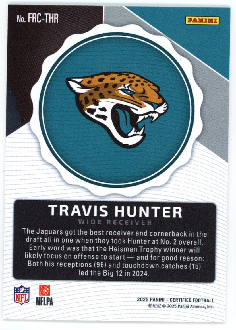 TRAVIS HUNTER 2025 Panini Certified First Round Certifications Case Hit SSP Jags