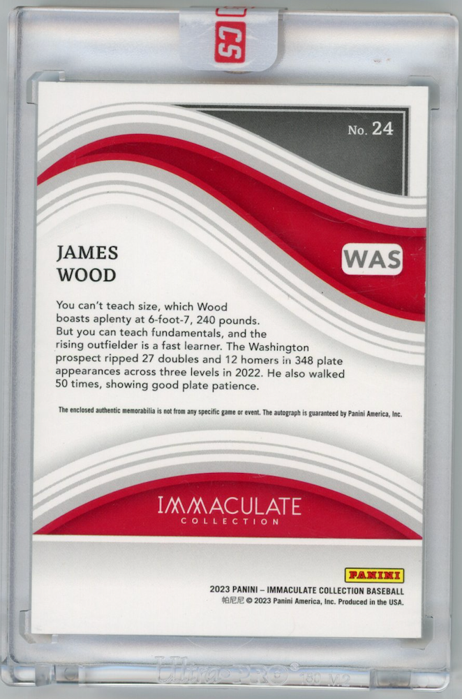 JAMES WOOD 2023 Panini Immaculate Collection Prospect Patch Auto /99 Nationals