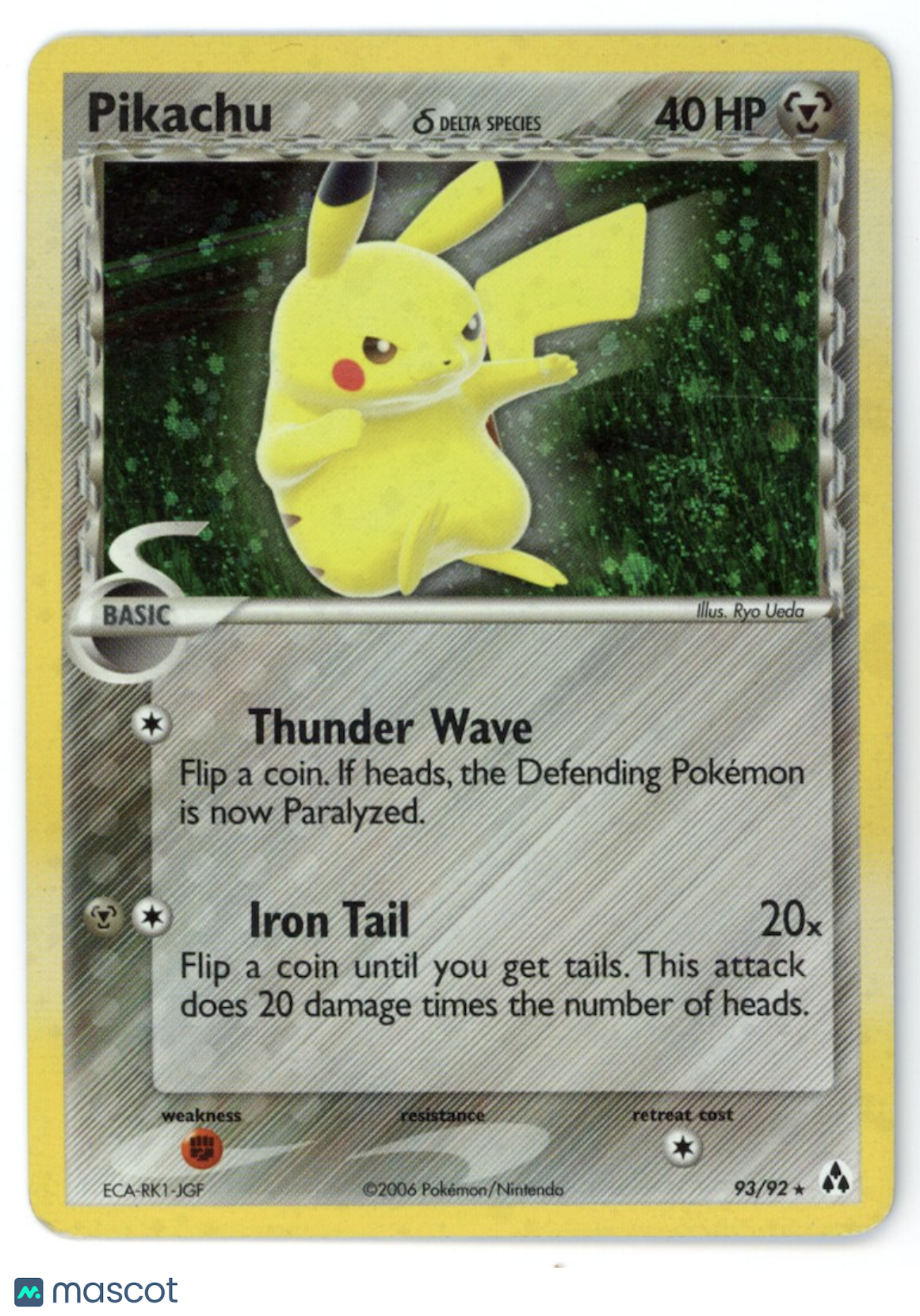 PIKACHU Pokemon Delta Species Legend Maker Holo Secret Rare #93/92 SWIRL