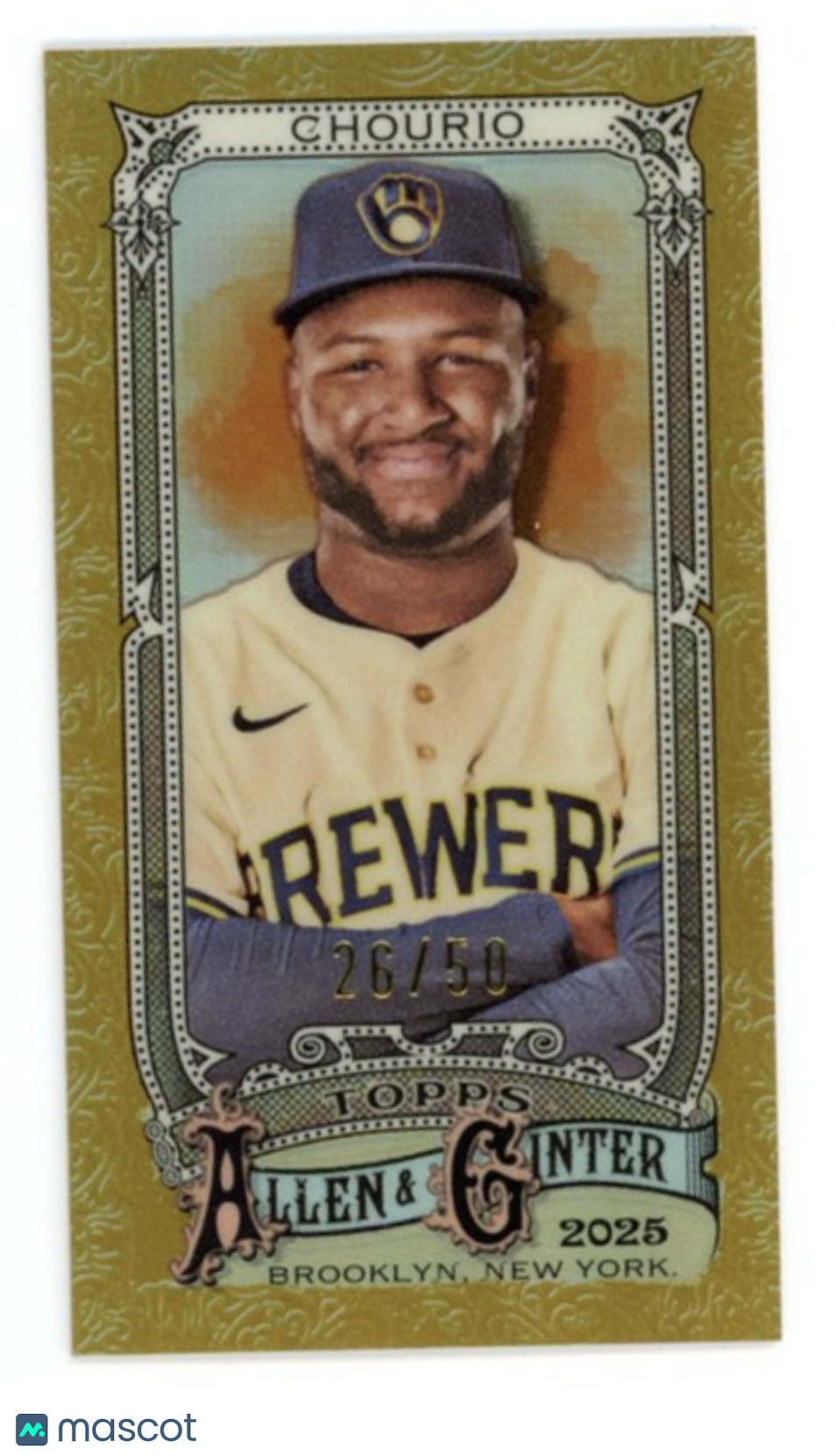 JACKSON CHOURIO 2025 Topps Allen & Ginter Chrome Gold Mini /50 #76 Brewers