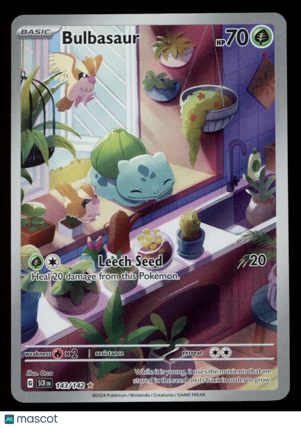 BULBASAUR 2024 Pokemon Scarlet & Violet Stellar Crown #143/142 Illustration Rare