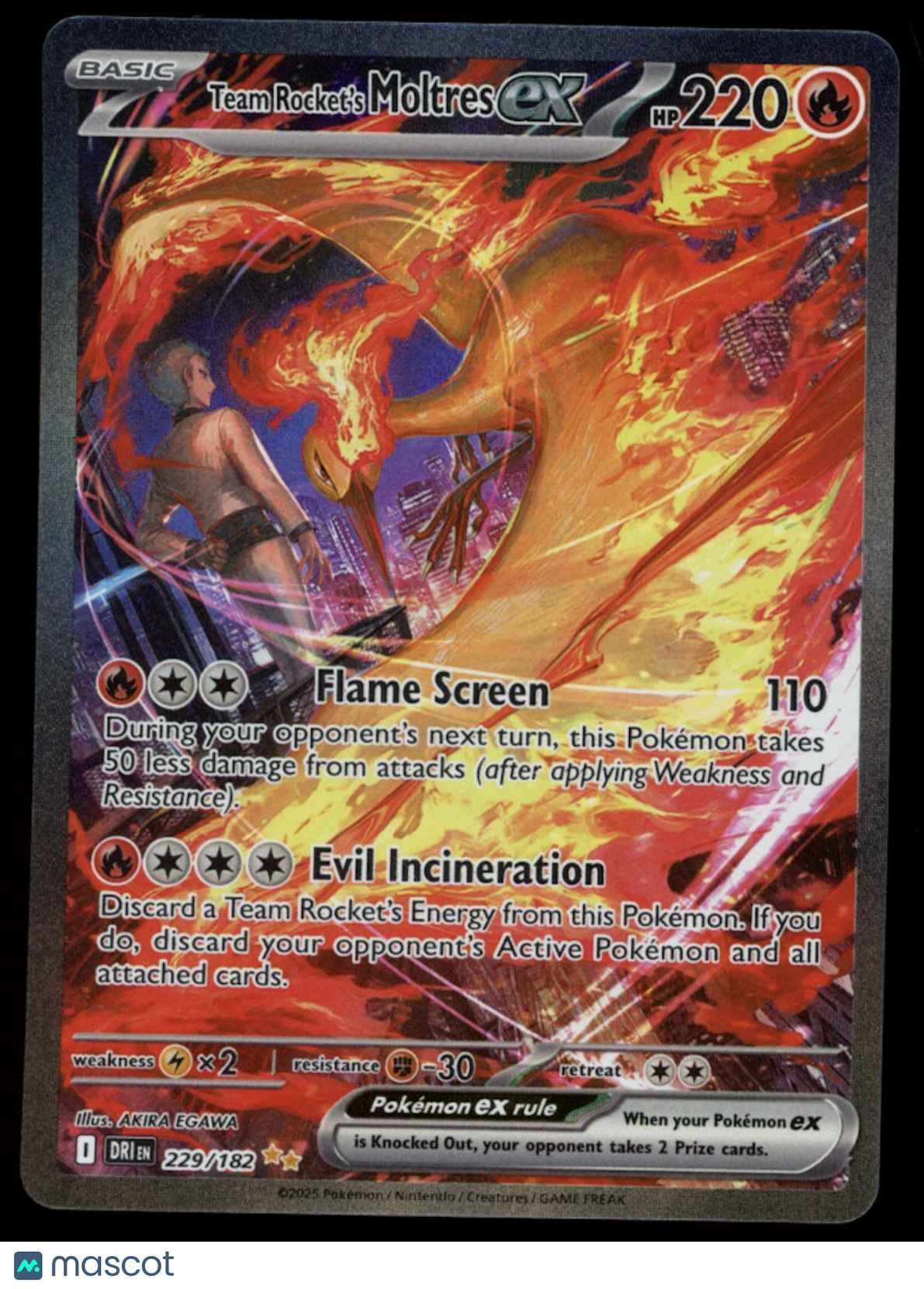 TEAM ROCKET'S MOLTRES EX Pokemon Destined Rivals #229 Special Illustration Rare