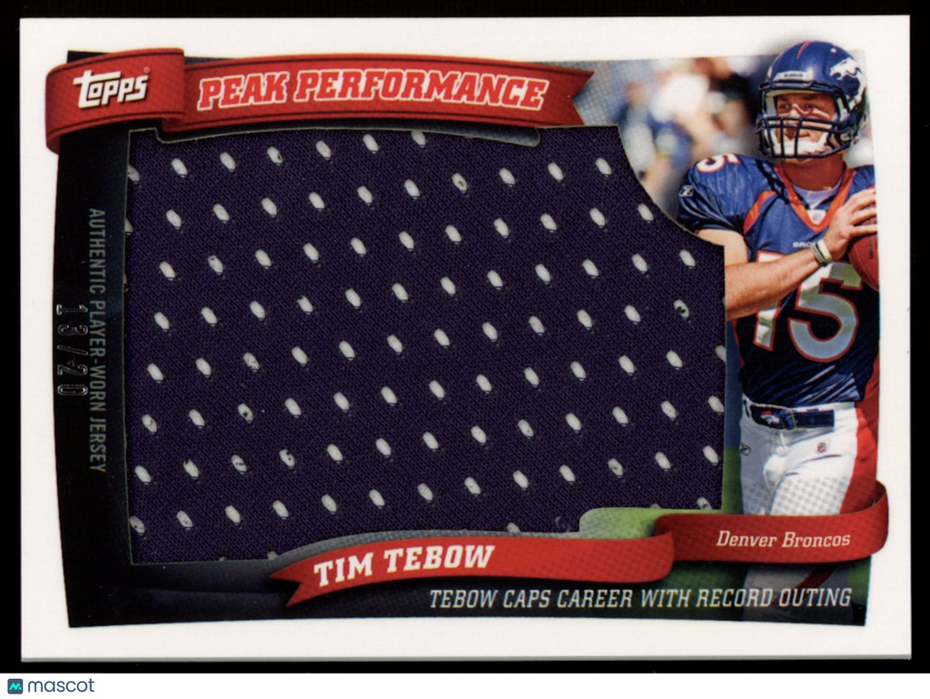 TIM TEBOW 2010 Topps Peak Performance Rookie Jumbo Patch /20 #PPJR-1 Broncos