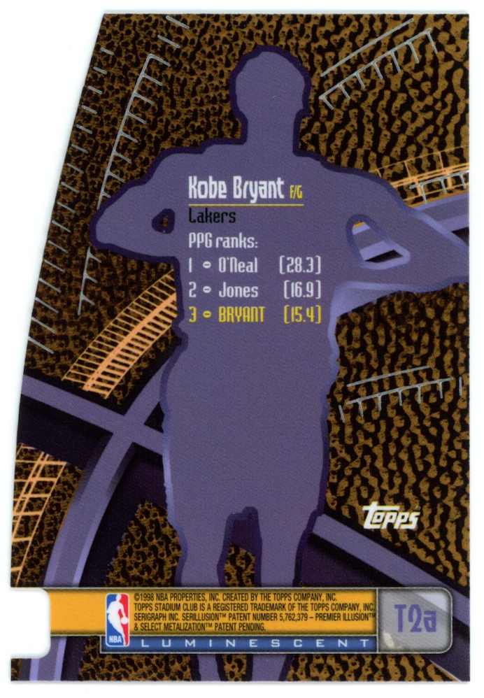 KOBE BRYANT 1998-99 Topps Stadium Club Triumvirate Luminescent #T2a Lakers
