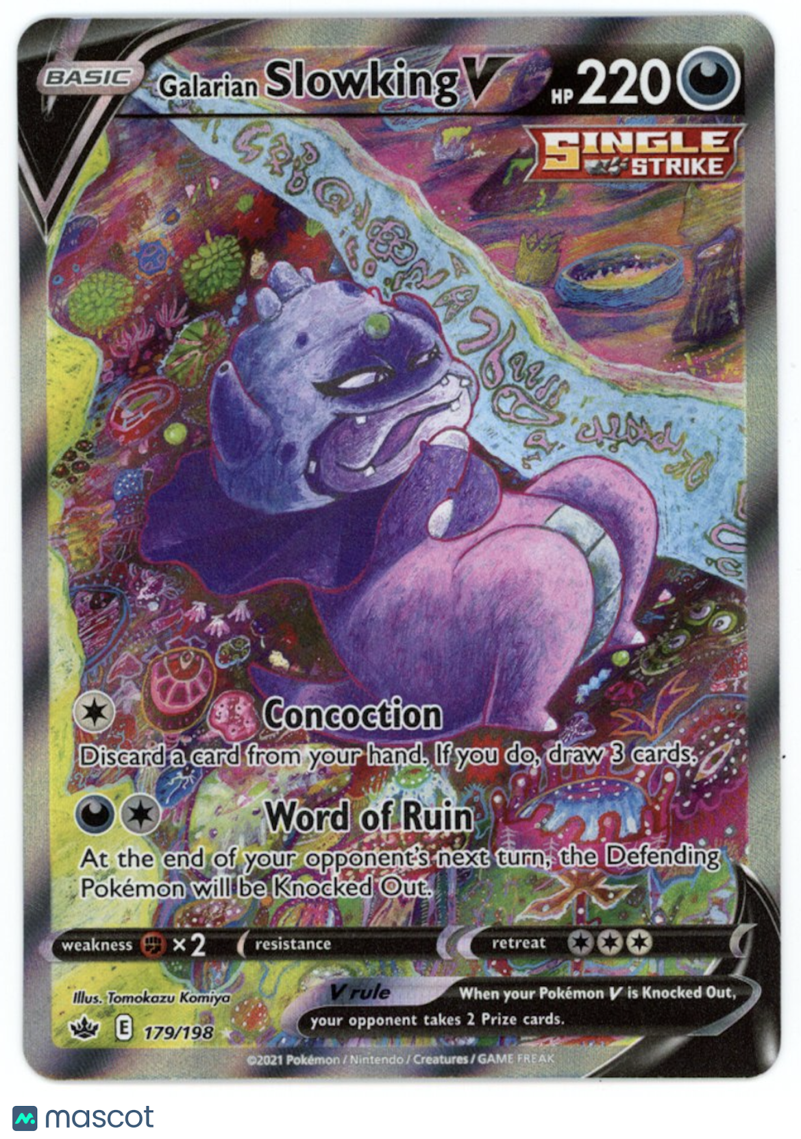 GALARIAN SLOWKING V 2021 Pokemon Sword Shield Chilling Reign #179 Alternate Art