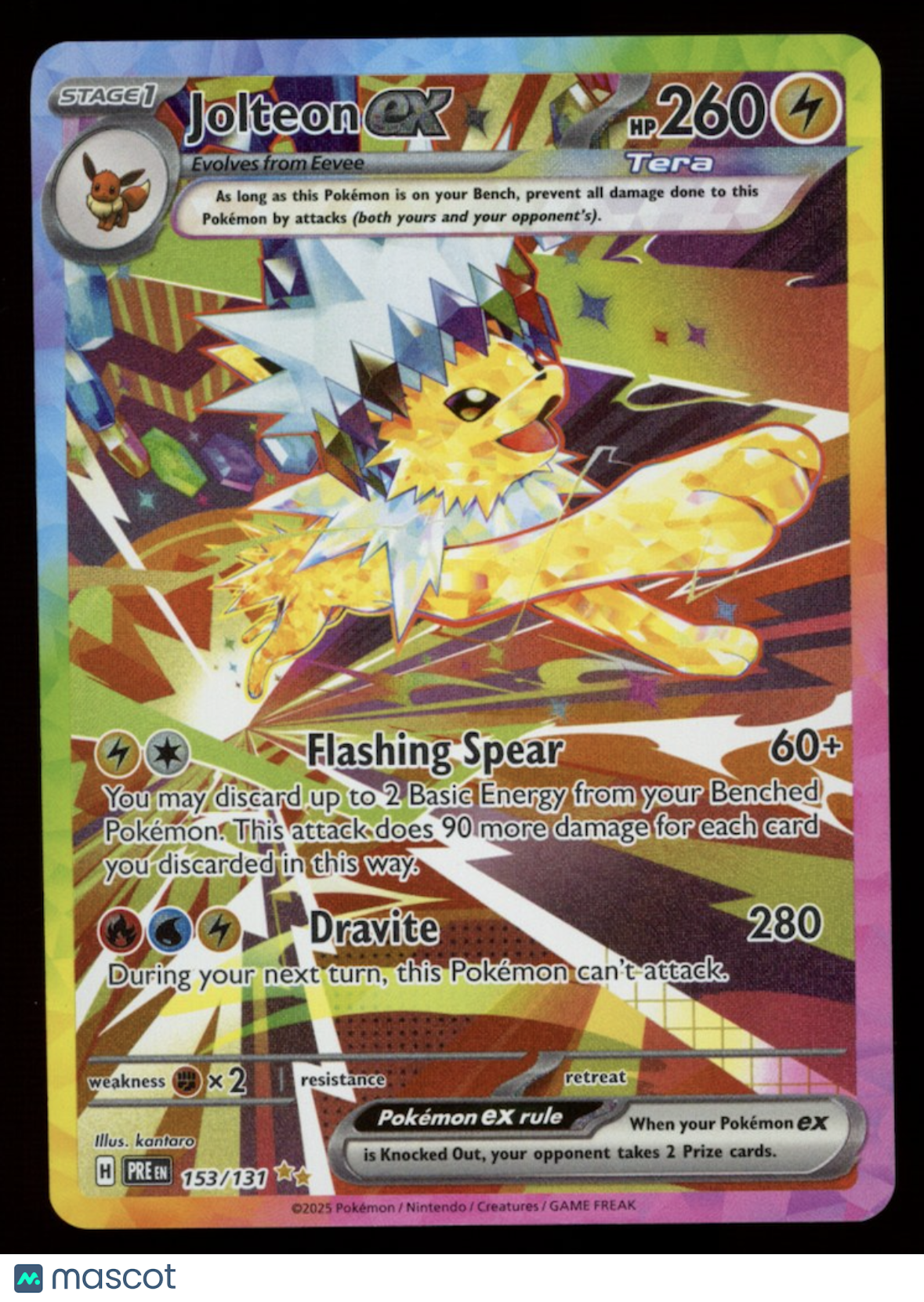 JOLTEON EX 2025 Pokemon S&V Prismatic Evolutions Special Illustration Rare #153