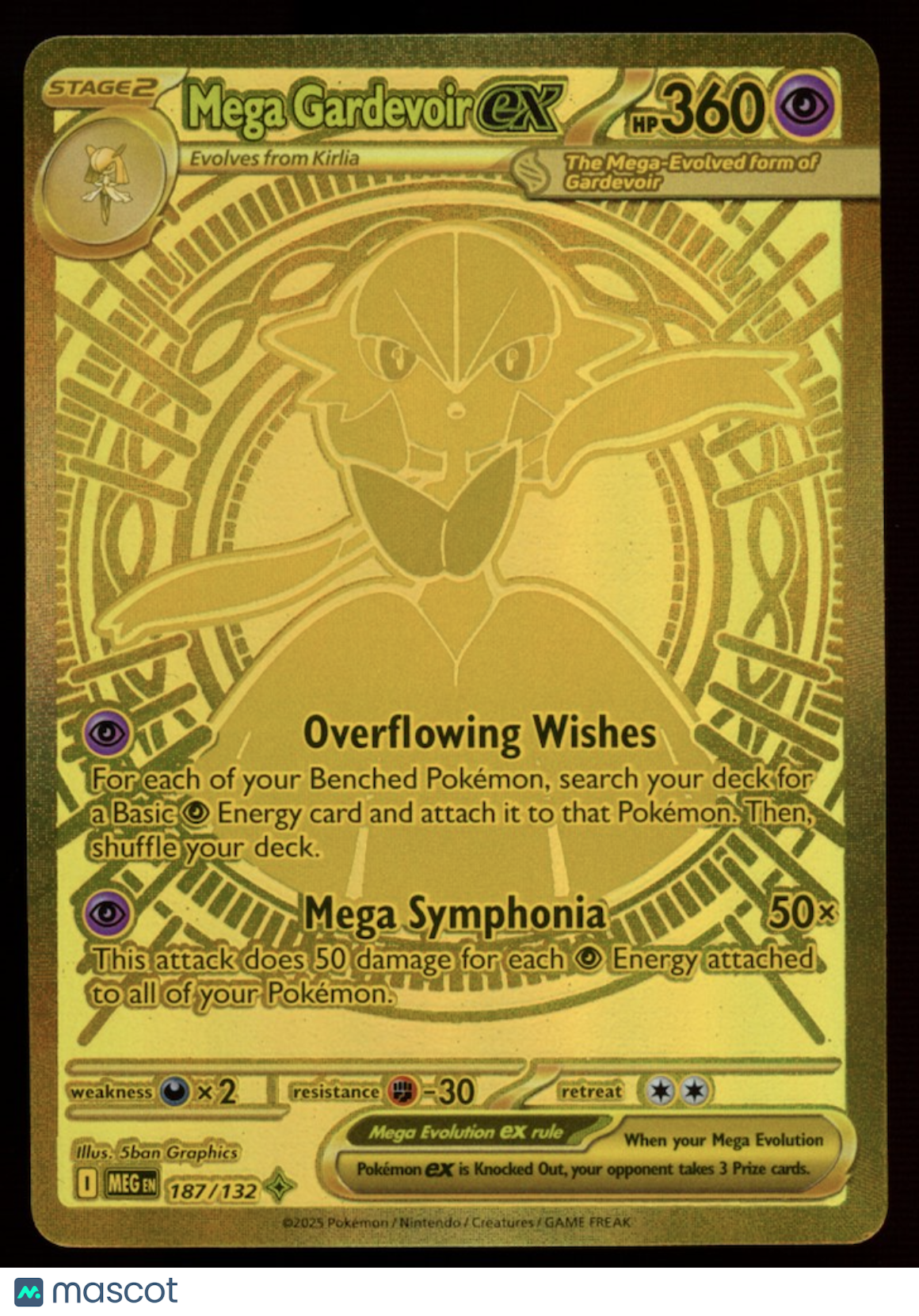 MEGA GARDEVOIR EX 2025 Pokemon Mega Evolution Mega Hyper Rare #187/132