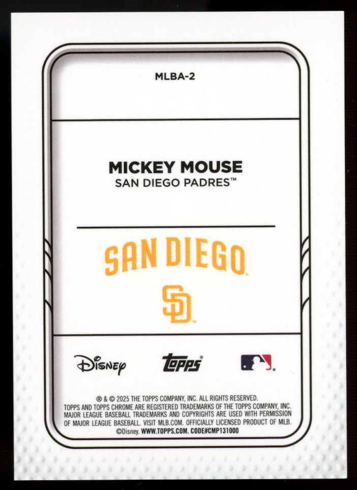 MICKEY MOUSE 2025 Topps Chrome Update Disney and Friends SSP #MLBA-2 Padres