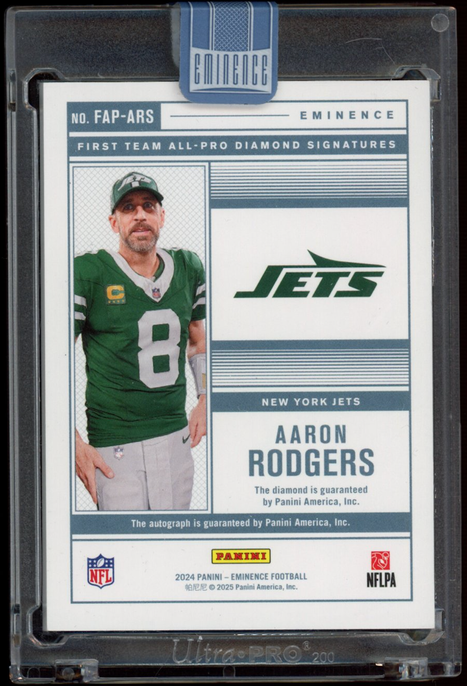 AARON RODGERS 2024 Panini Eminence All-Pro Diamond Auto /10 Jets