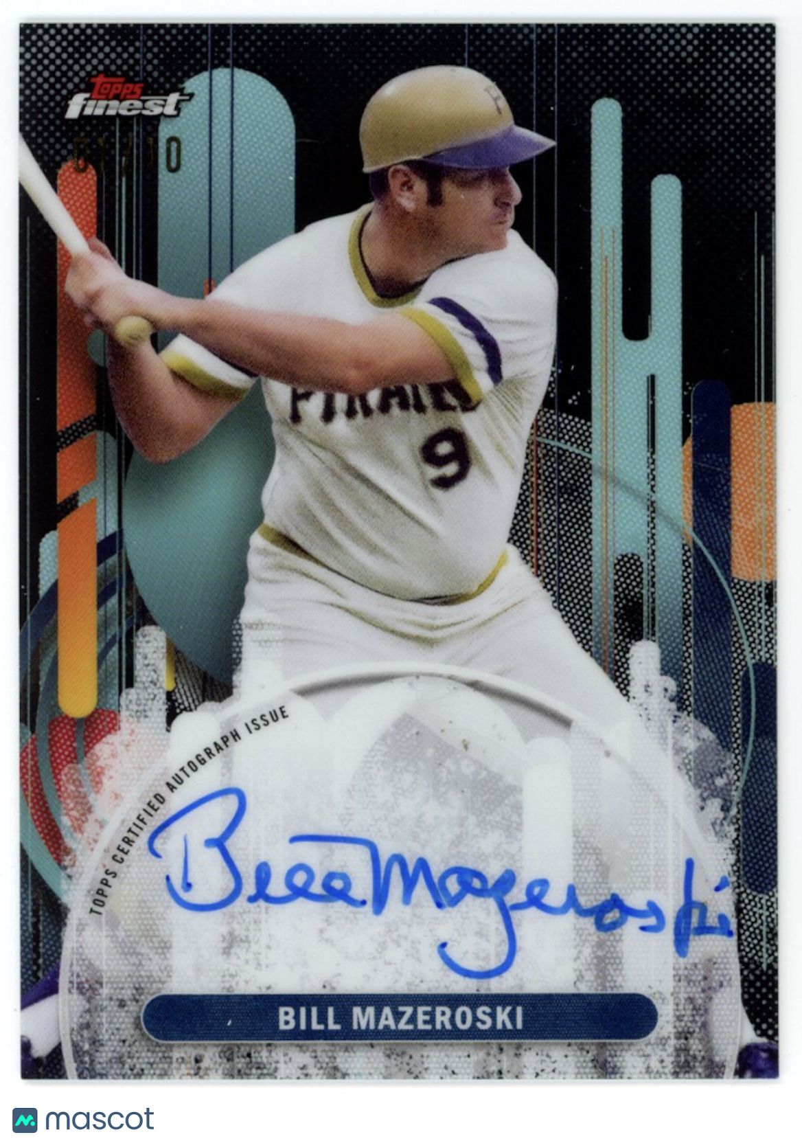 BILL MAZEROSKI 2025 Topps Finest Auto Black Refractor /10 #FA-BMA Pirates