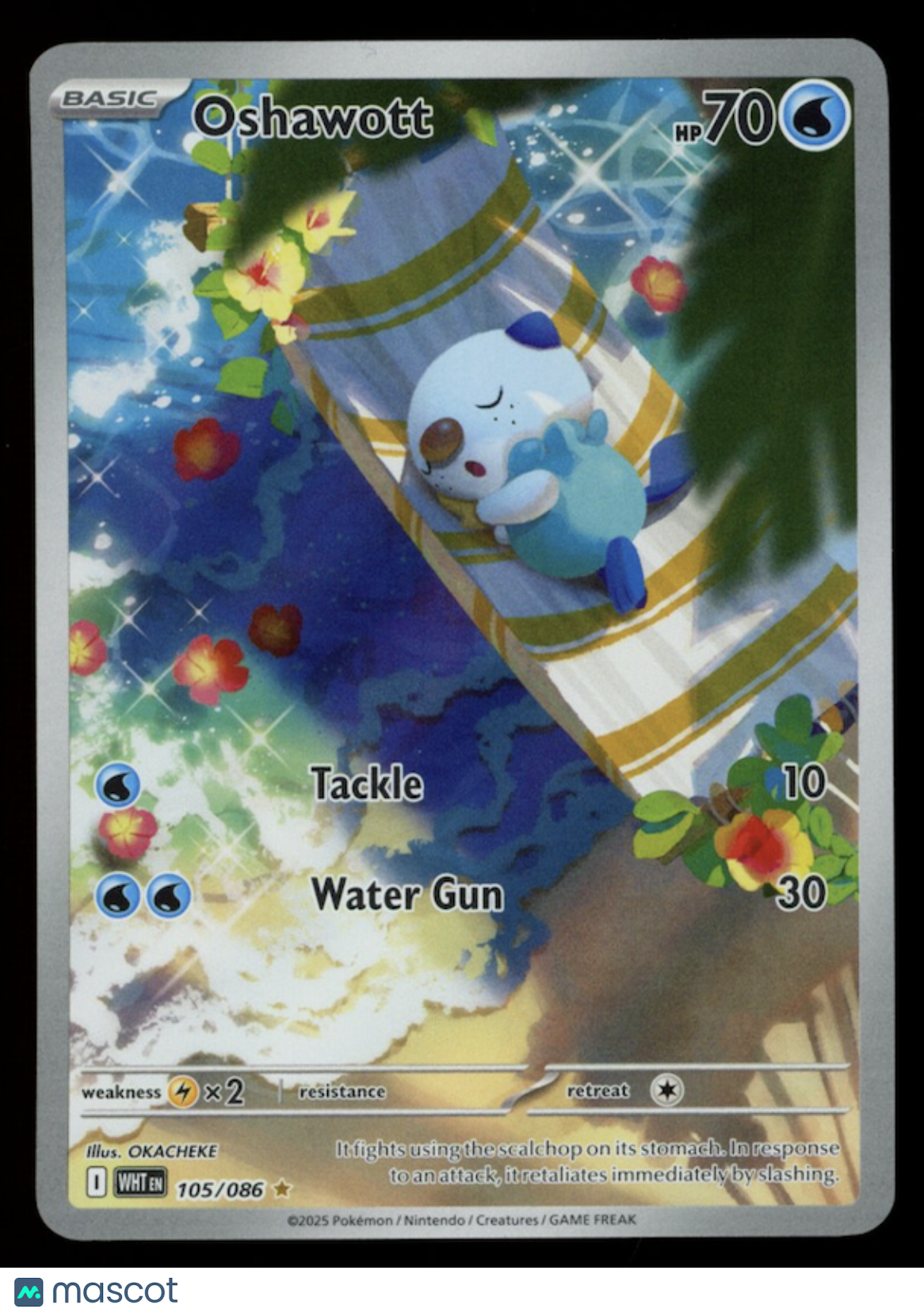 OSHAWOTT 2025 Pokemon Scarlet & Violet White Flare #105/86 Illustration Rare