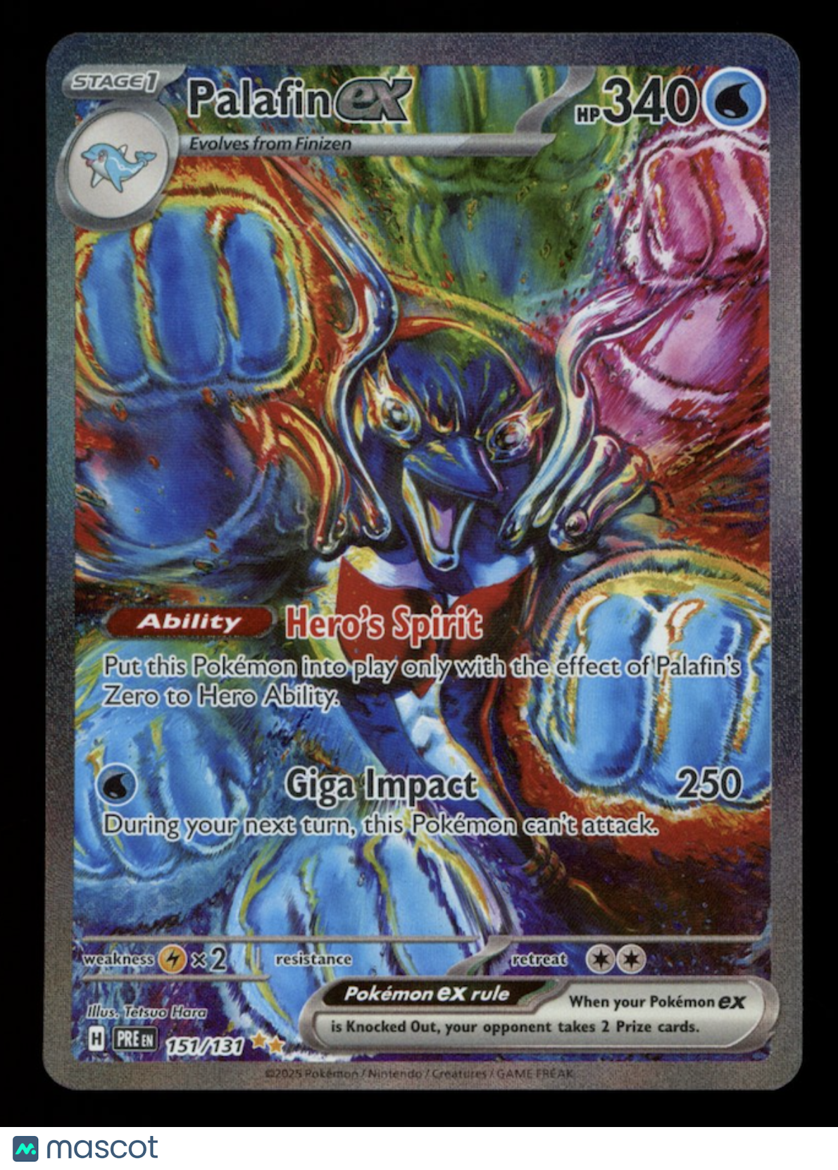 PALAFIN EX 2025 Pokemon S&V Prismatic Evolutions #151 Special Illustration Rare