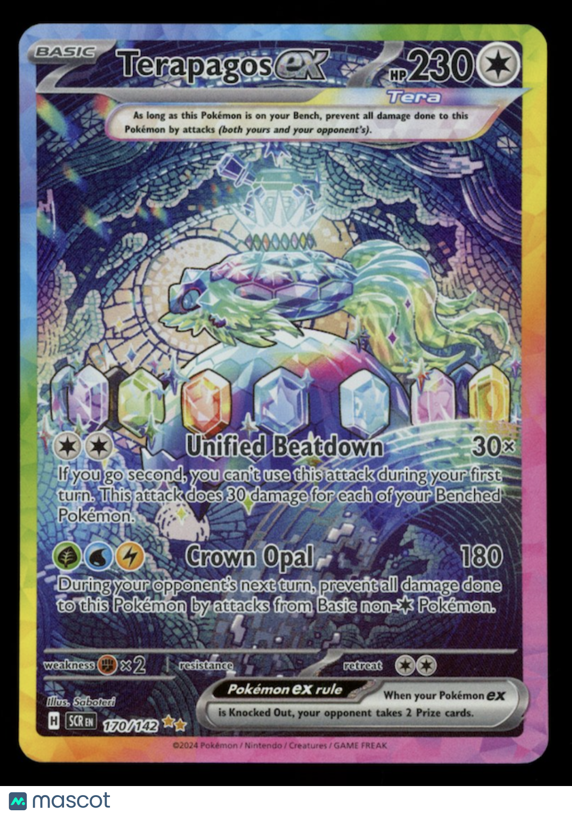 TERAPAGOS EX 2024 Pokemon Stellar Crown #170/142 Special Illustration Rare