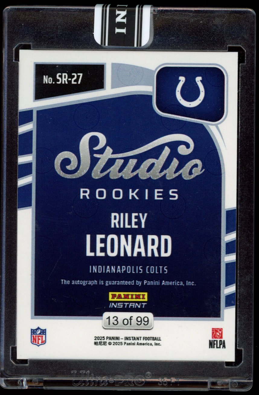 RILEY LEONARD 2025 Panini Instant Studio Rookie Auto /99 #SR-27 Colts