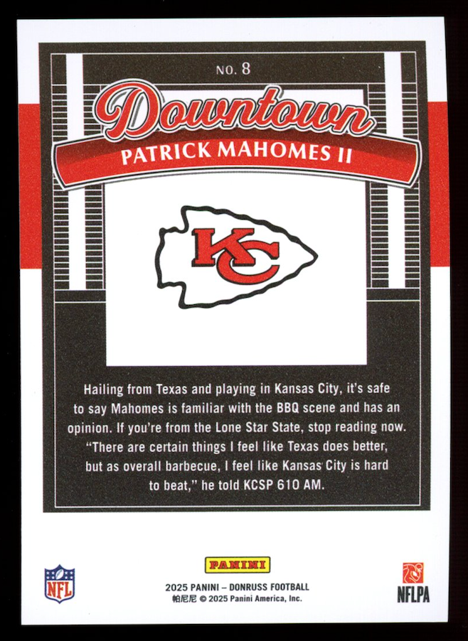 PATRICK MAHOMES II 2025 Panini Donruss Downtown Case Hit SSP #8 Chiefs