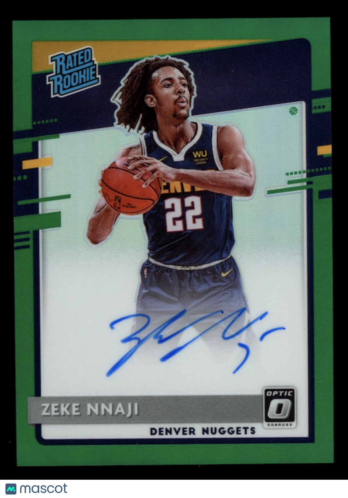 ZEKE NNAJI 2020-21 Panini Donruss Optic Rated Rookie Auto Green Prizm /5 #172