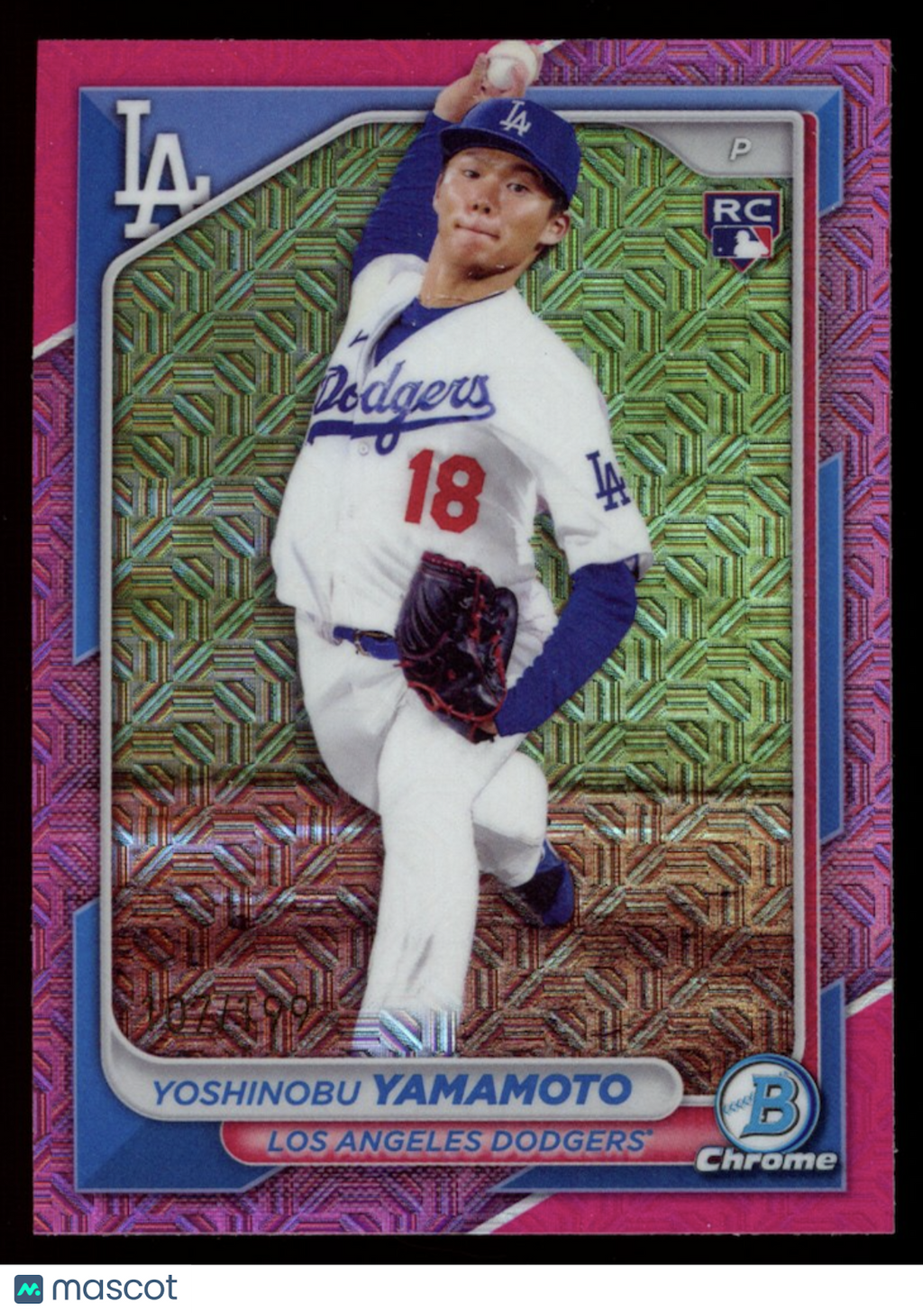 YOSHINOBU YAMAMOTO 2024 Bowman Mega Box Chrome Pink Refractor Rookie /199 #36