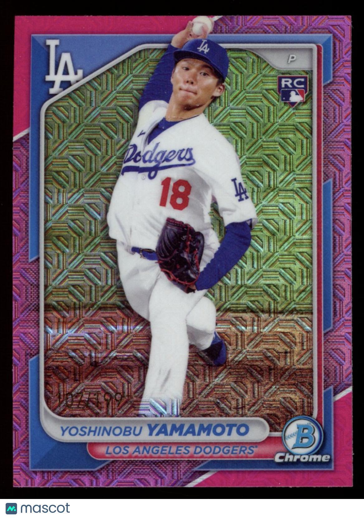 YOSHINOBU YAMAMOTO 2024 Bowman Mega Box Chrome Pink Refractor Rookie /199 #36