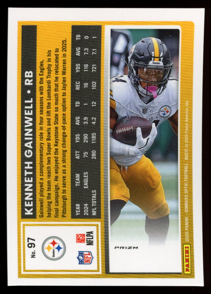 KENNETH GAINWELL 2025 Donruss Optic ERROR Fire Emoji and Team Logo Dual Parallel