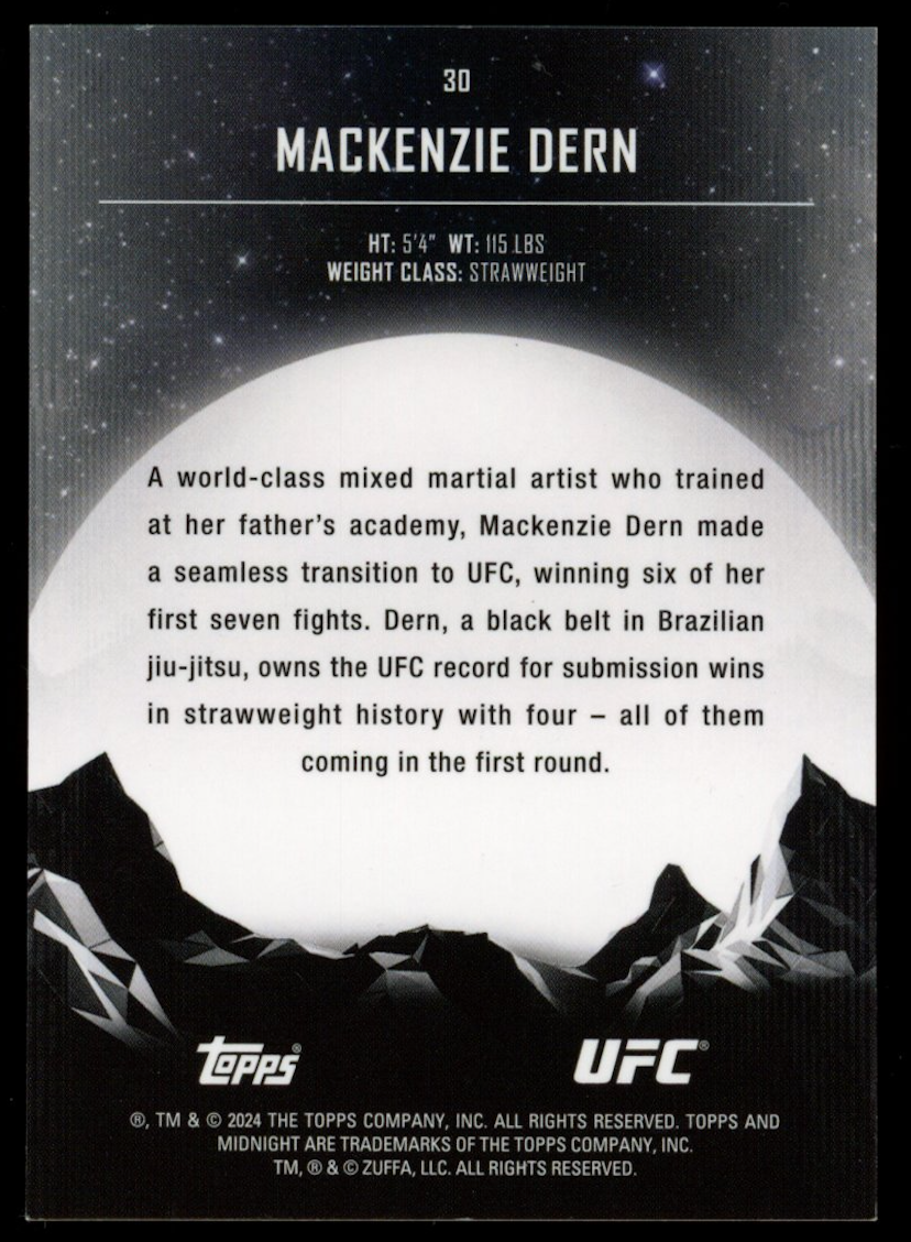 MACKENZIE DERN 2024 Topps UFC Midnight Midnight Parallel /12 #30