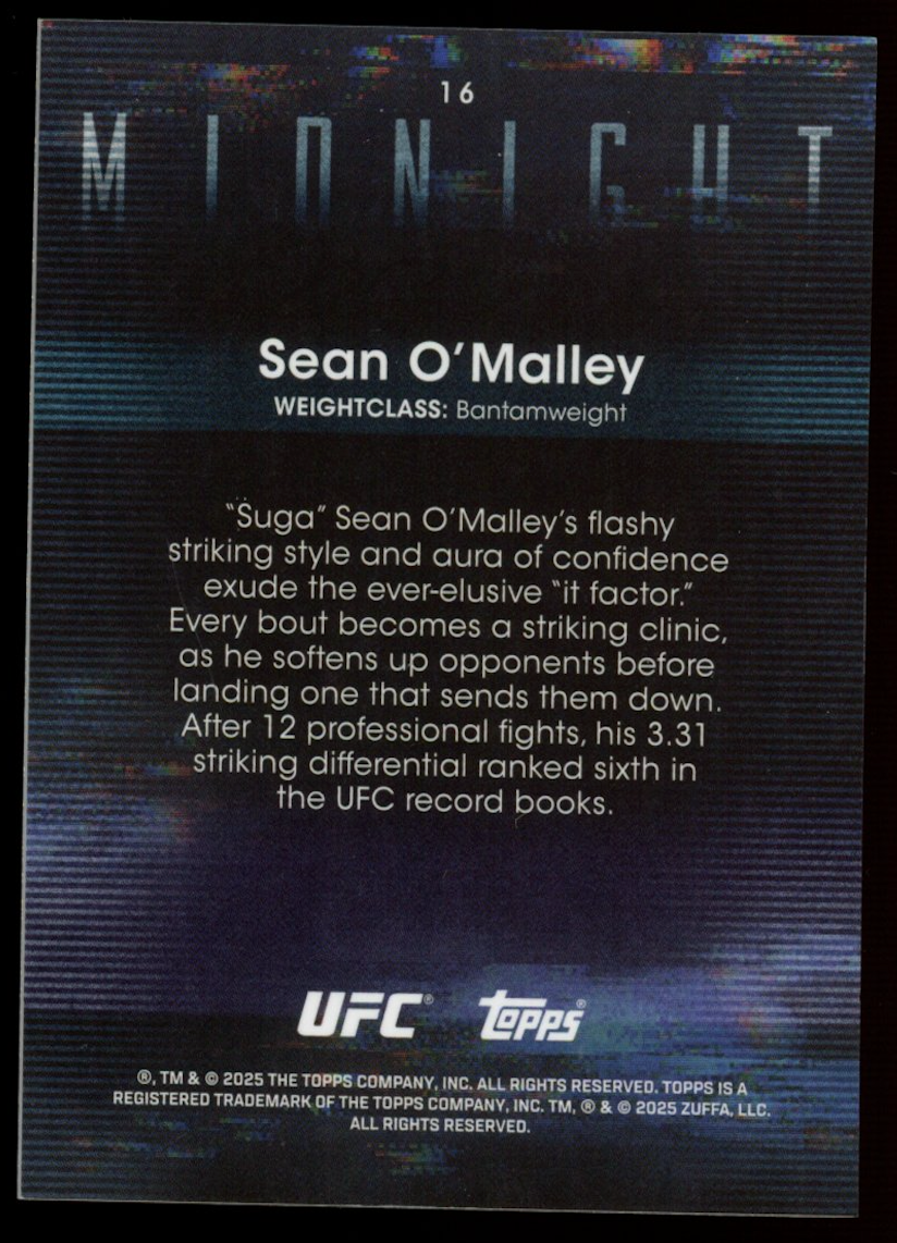 SEAN O’MALLEY 2025 Topps UFC Midnight Midnight Parallel /12 #16