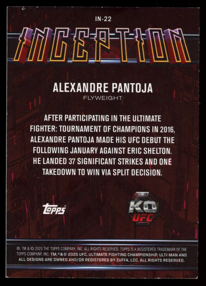 ALEXANDRE PANTOJA 2025 Topps Knockout UFC Inception Gold Parallel /8 #IN-22
